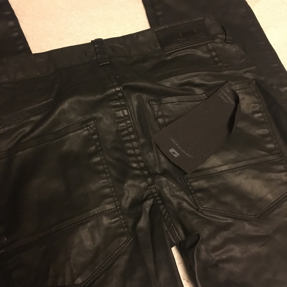 Jack & Jones Boys Black Skinny Jeans Purple Label Coated Cotton 28x29 - Picture 7 of 11
